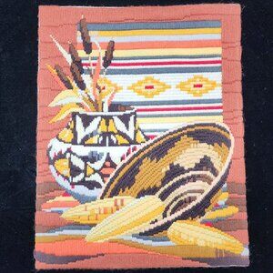 Southwestern Tapestry Finished Needlepoint Wall Hanging 1983 Horizons 11"x14" VT